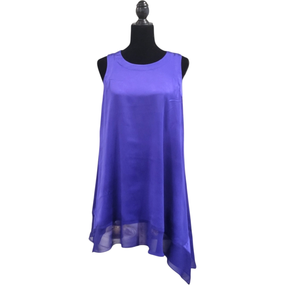 Eileen Fisher Royal Blue Silk Asymmetric Casual Dress Size S